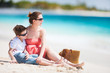 Mother and son at beach