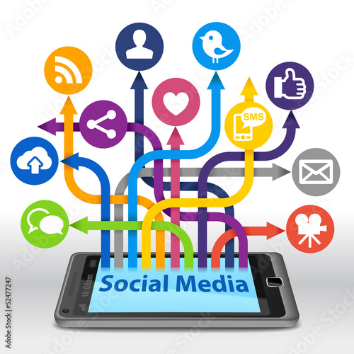 Illustration: Social media connection on Smartphone Social media connection on Smartphone