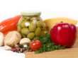 Photo: Olives with fresh vegetable and spices Olives with fresh vegetable and spices