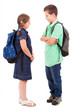 School kids over white background