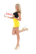 Young  woman with sale sign.