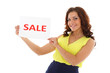 Young  woman with sale sign.