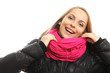 Winter girl portrait isolated on white background.