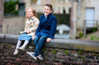 Kids outdoors in city