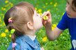 brother spraying nose his sister