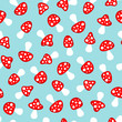 Seamless Pattern Mushrooms Red/Blue