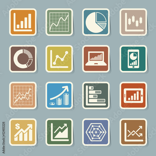 Vector: Business Graph sticker icon set Business Graph sticker icon set