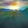 abstract background with mountains and sunrise