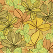 Seamless hand drawn vintage background with autumn leaves