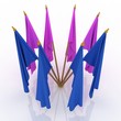 flags waving on the wind. Isolated over white.