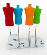 Sale for a clothing. 3D illustrations on white background