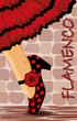 Spanish flamenco dance card, vector illustration