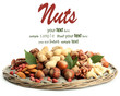 assortment of tasty nuts, isolated on white