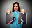 sad woman broking off relationship