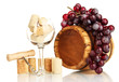 Wine and corks isolated on white