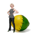 Woman and Stitched Lemon and Lime