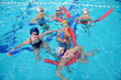 Photo: happy children group at swimming pool happy children group at swimming pool