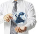 earth globe in his hands