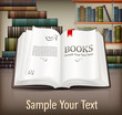 Books open with text on desk