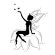 Beautiful fairy silhouette on a white background.