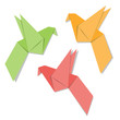 Origami paper bird isolated on white background