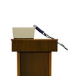Podium and microphone with business laptop