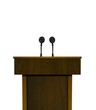 Podium and microphones