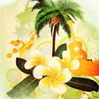 Grunge tropical background with guitar
