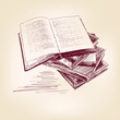vintage old  books hand drawn
