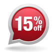 15 percent off red speech bubble