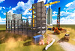 Construction site with various machines