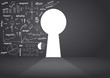 Vector: Opened wall in form of a keyhole with drawing business concept Opened wall in form of a keyhole with drawing business concept