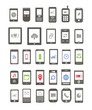 Vettoriale: Abstract different mobile gadgets with icons on screen Abstract different mobile gadgets with icons on screen