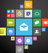 Color icon interface template on black