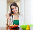 healthy girl eating  lunch