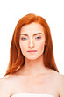Attractive woman caucasian whose face is marked with lines
