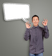 Asian Man Shows OK with Speech Bubble