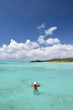 Girl in the turqouise water of Atlantic. Exuma, Bahamas