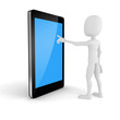 3d man and mobile smartphone with blank display