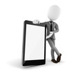 3d man and mobile smartphone with blank display