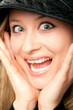 Surprised woman face scream