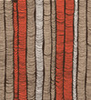 Rows of red and brown hand-drawn vertical folds