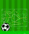 soccer illustration, tactics plan and grungy soccer ball