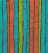 Rows of blue, red and green hand-drawn vertical folds