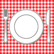 Plate, fork and knife