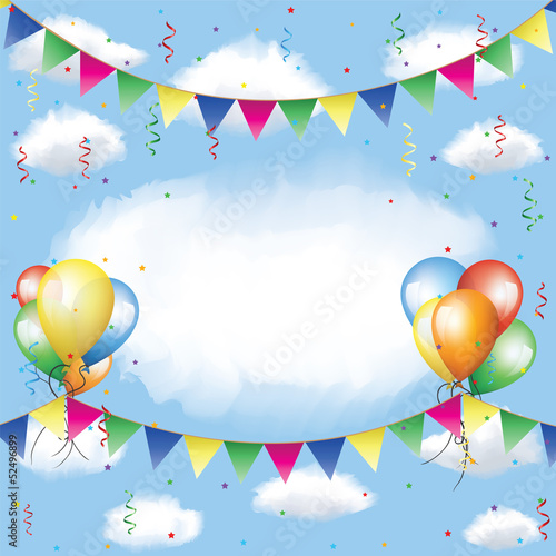 Vector: Banting, balloons, serpentine and confetti Banting, balloons, serpentine and confetti