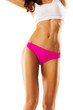 Tanned female in pink panties. sudio