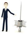 3d render of cartoon character with conductor