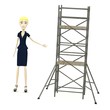 3d render of cartoon character with scaffolding