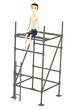 3d render of cartoon character with scaffolding